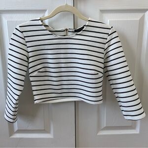 Dynamite striped 3/4 sleeve cropped top